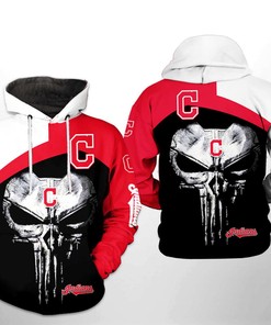 Cleveland Indians MLB Skull Punisher 3D Hoodie