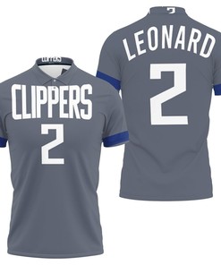 Clippers Kawhi Leonard 2020-21 Earned Edition Gray Jersey Inspired Style 3D All Over Print Polo Shirt