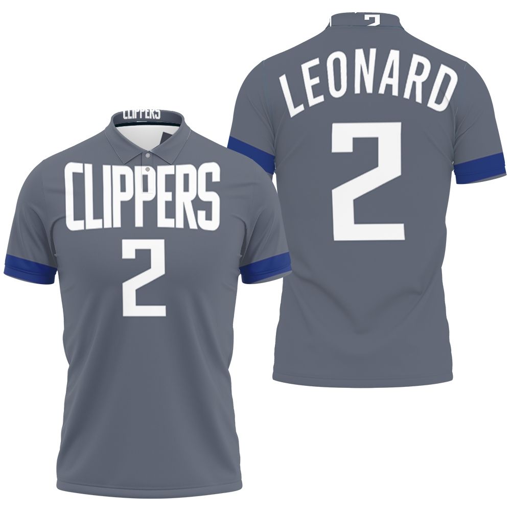 Clippers Kawhi Leonard 2020-21 Earned Edition Gray Jersey Inspired Style 3D All Over Print Polo Shirt