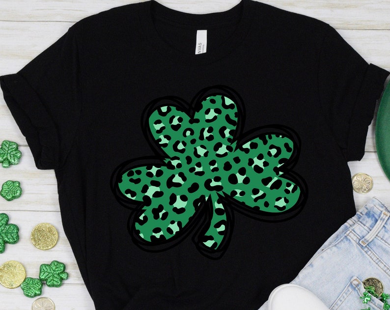 Clover Shirt, Cheetah Clover Shirt, Cheetah Shirt Shirt, Irish Shirt, Quote Patrick's Day Shirt - Image 2