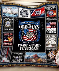 Coast Guard Veteran Quilt Blanket Bedding Set