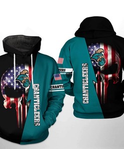 Coastal Carolina Chanticleers NCAA US Flag Skull 3D Hoodie