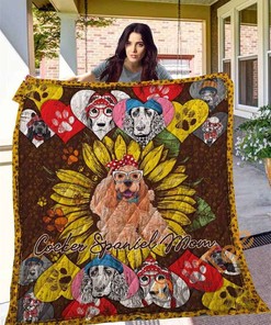 Cocker Spaniel Lovers Personalized Quilt Blanket Bedding Set with 2 Pillowcases