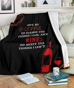 Coffee And Wine Sherpa Fleece Blanket Gifts for Family, for Couple
