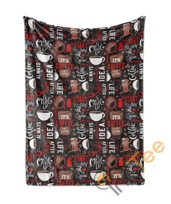 Coffee Seamless Pattern Sherpa Fleece Blanket Gifts for Family, for Couple