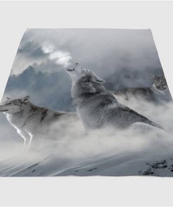 Cold Wolf Sherpa Fleece Blanket Gifts for Family, for Couple