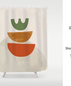 Color Blocks Abstract Shower Curtain, Nordic Style Art Bathroom Decor, Waterproof Washable Shower Curtain