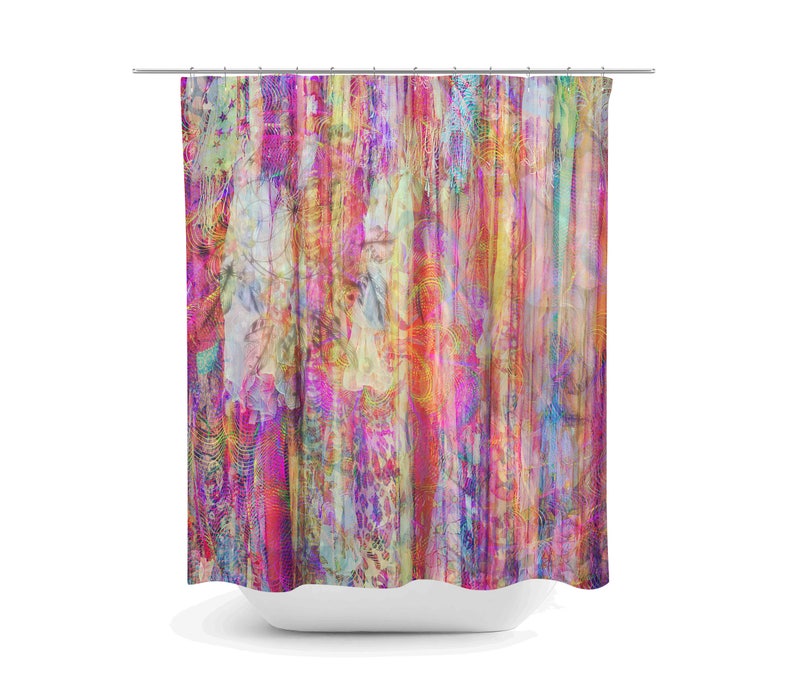 Color Crush Boho Chic Shower Curtain Optional Bath Mat Bathroom Set - Image 2