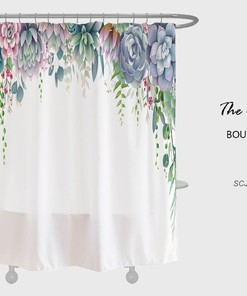 Color Flowers Shower Curtain, Boho Floral Blue Bathroom Decor, Waterproof Washable Bath Curtain, Customizable Shower Curtains