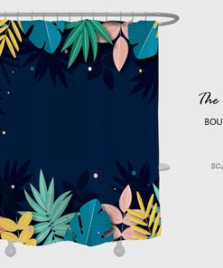Color Flowers Shower Curtain, Floral Blue Bathroom Decor, Waterproof Washable Bath Curtain