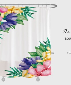 Color Flowers Shower Curtain, Floral Blue Home Decor