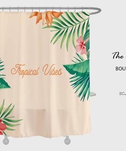Color Flowers Shower Curtain, Simple Floral Blue Bathroom Decor, Waterproof Washable Bath Curtain