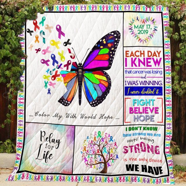 Color My With World Hope Cancer Fighter Quilt Blanket