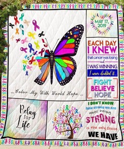 Color My With World Hope Cancer Fighter Quilt Blanket Bedding Set