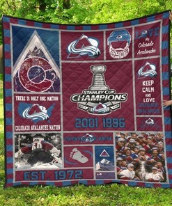 Colorado Avalanche Hockey Quilt Blanket Bedding Set Fan Gift