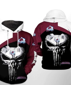 Colorado Avalanche NHL Skull Punisher 3D Hoodie