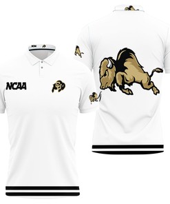 Colorado Buffaloes Ncaa Classic White With Mascot Logo 3D All Over Print Polo Shirt