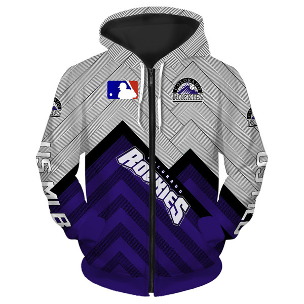 Colorado Rockies Hoodie 3D Baseball Zip Hoodie for Fan MLB