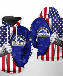 Colorado Rockies MLB US Flag 3D Hoodie Zipper Hoodie