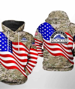 Colorado Rockies MLB US Flag Camo Veteran 3D Hoodie Zipper Hoodie