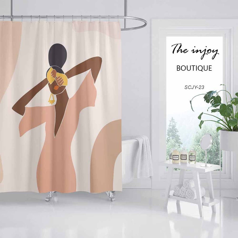 Colored Girl Shower Curtain, Bath Decor Ideas, Housewarming Gift, Waterproof Shower Curtains - Image 2