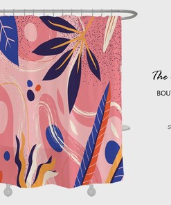 Colorful Abstract Flowers Shower Curtain With Hook, Waterproof And Washable Shower Curtains For Bathroom