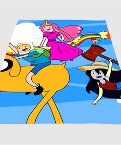 Colorful Adventure Time Sherpa Fleece Blanket Gifts for Family, for Couple