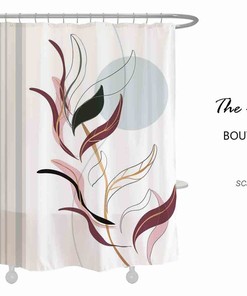 Colorful Art Leave Shower Curtain, Purple Plant Waterproof Shower Curtain, Abstract Bathroom Set