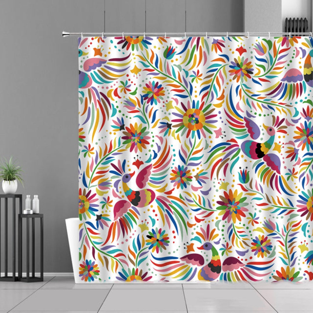 Colorful Bird In The Garden Shower Curtain, Beautiful Peacock Fabric Bathroom Curtain, Home Bath Decor Accessories