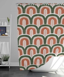Colorful Boho Rainbow Shower Curtain, Bohemian Shape Rainbows, House Warming Gift