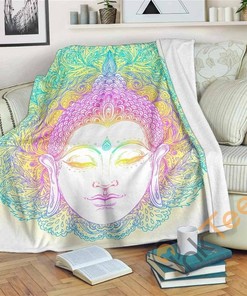 Colorful Buddha Mandala Sherpa Fleece Blanket Gifts for Family, for Couple
