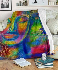 Colorful Buddha Sherpa Fleece Blanket Gifts for Family, for Couple