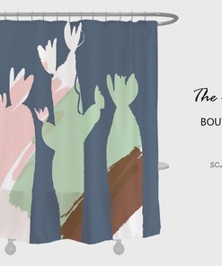 Colorful Cactus Shower Curtain, Abstract Plant Art Extra Thick Curtains, Waterproof Washable Shower Curtain