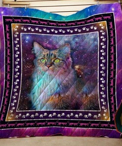 Colorful Cat And Sky Quilt Blanket Bedding Set
