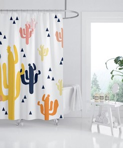 Colorful Coral Shower Curtain, Cartoon Sea Plants Extra Thick Curtains, Waterproof Washable Shower Curtain