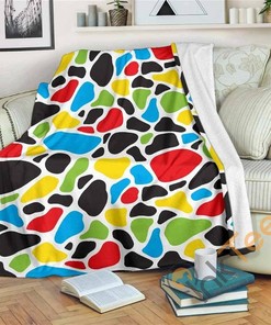 Colorful Cow Sherpa Fleece Blanket Gifts for Family, for Couple