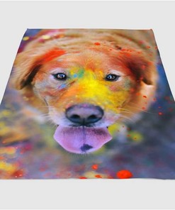 Colorful Dog Sherpa Fleece Blanket Gifts for Family, for Couple