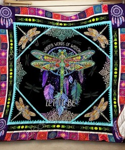 Colorful Dragonfly Dreamcatcher Let It Be Quilt Blanket Bedding Set