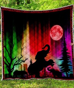 Colorful Elephant Premium Quilt Blanket Bedding Set