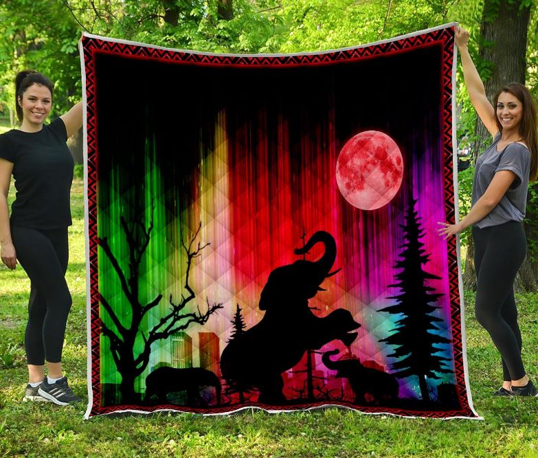 Colorful Elephant Premium Quilt Blanket Bedding Set