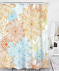 Colorful Floral Shower Curtain, Bohemian Boho Design