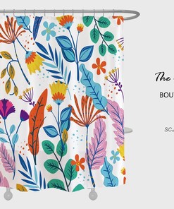 Colorful Flowers Shower Curtain, Tropical Plants Bathroom Bathtubs Home Decor