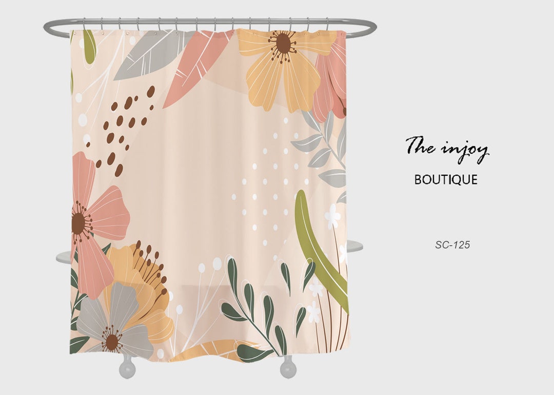 Colorful Flowers Shower Curtain, Waterproof And Washable Shower Curtains For Bathroom Decor
