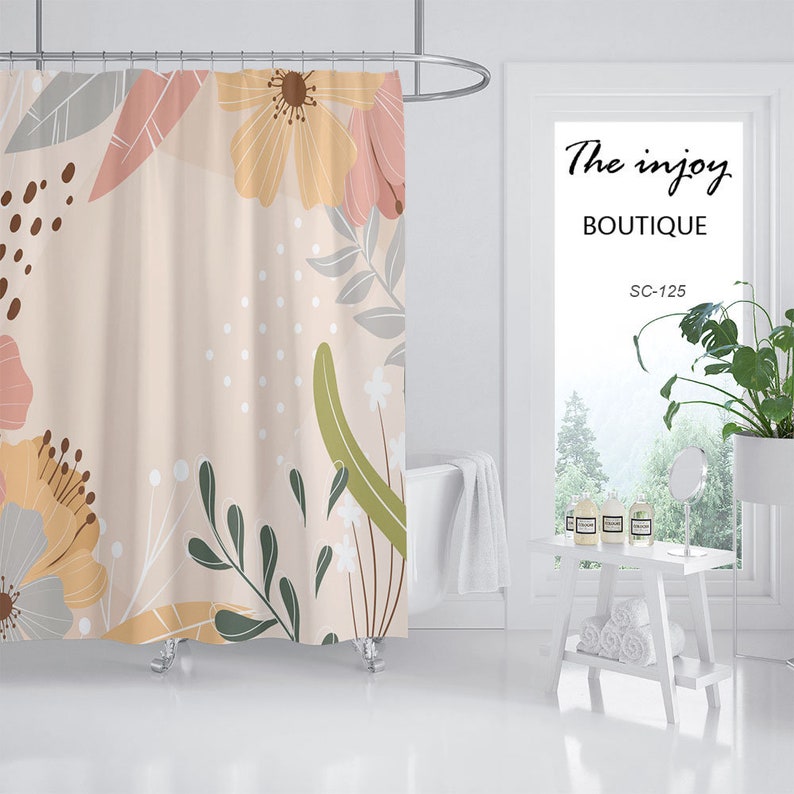 Colorful Flowers Shower Curtain, Waterproof And Washable Shower Curtains For Bathroom Decor - Image 2