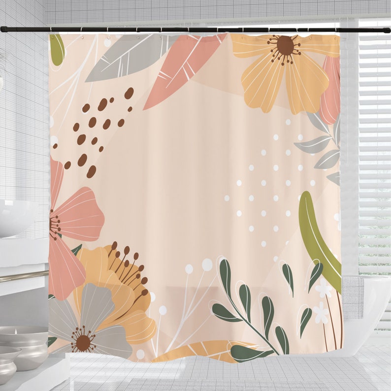 Colorful Flowers Shower Curtain, Waterproof And Washable Shower Curtains For Bathroom Decor - Image 3