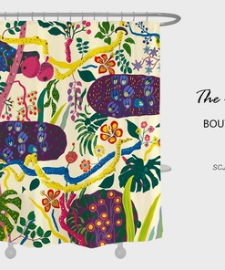 Colorful Forest Flower Garden Shower Curtain, Boho Extra Thick Curtains, Waterproof Washable Shower Curtain