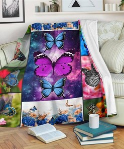 Colorful Galaxy Butterfly Butterfly Lover Sherpa Fleece Blanket Gifts for Family, for Couple