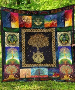 Colorful Graphic Tree Of Life For Earth Lover Quilt