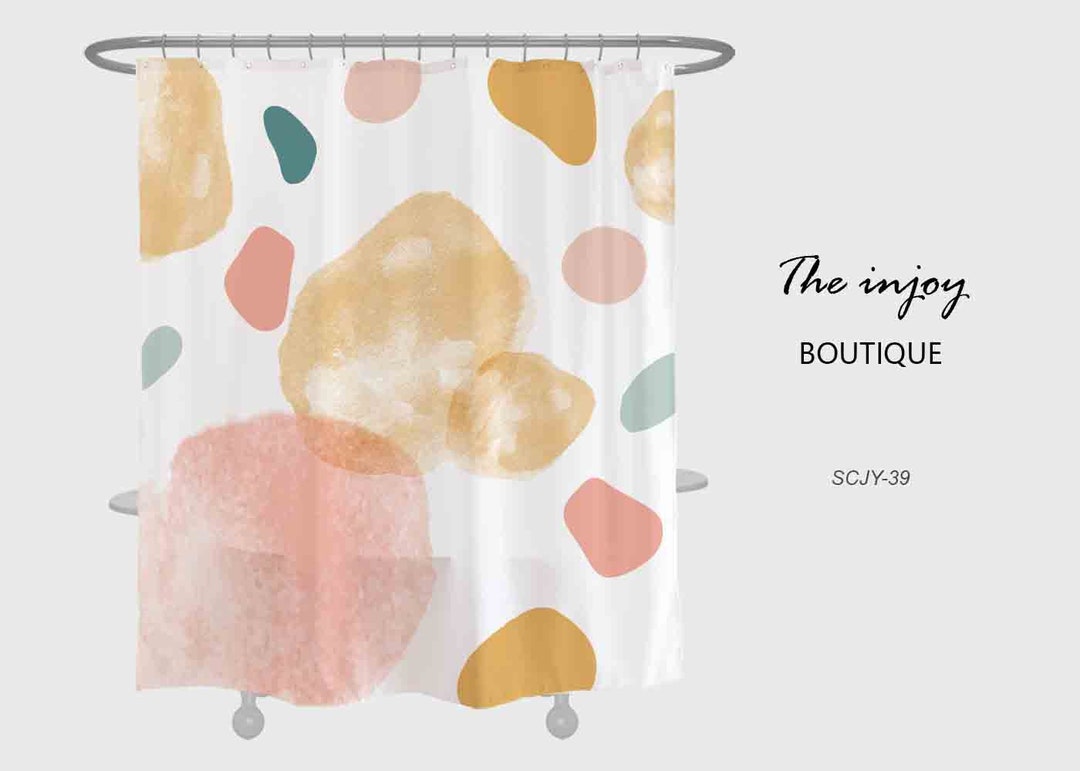 Colorful Ink Painting Shower Curtain For Bathroom, Waterproof Shower Curtain