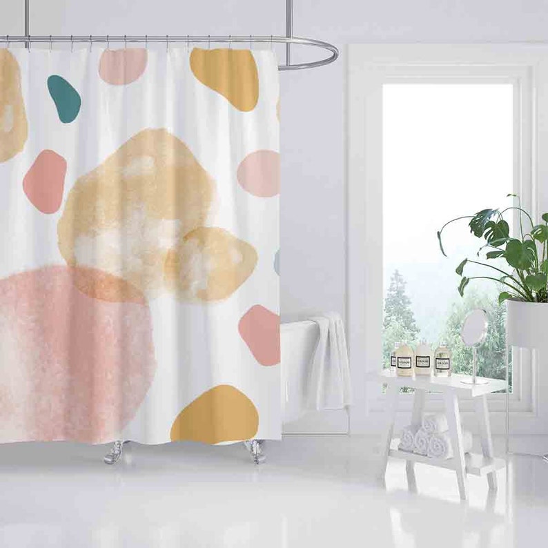 Colorful Ink Painting Shower Curtain For Bathroom, Waterproof Shower Curtain - Image 2